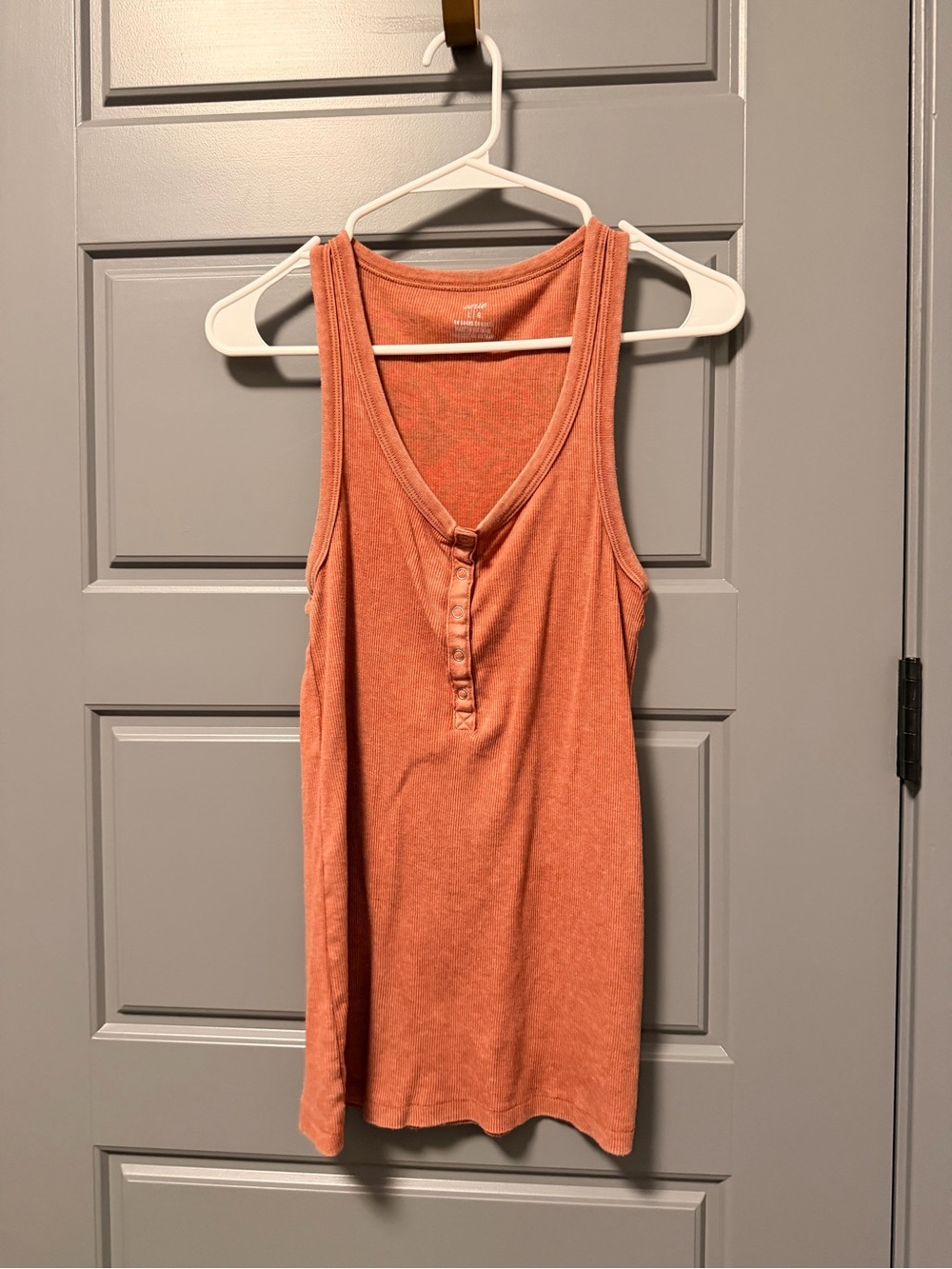 Aerie Ribbed Henley Tank Rust Orange LARGE